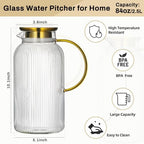 Buaic 2 PACK Glass Pitcher with Lid, 84 oz/ 2.5 Liter Glass Water Carafe - Image 2