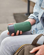BLACK + BLUM Glass Travel Cup | Durable, Lightweight On-the-Go Tumbler, Lid Lock, Leak-proof - Perfect for Hot & Cold Drinks | Fits in Bike Bottle Cages & Car Cup Holders | Olive, 11 oz / 340ml - Image 2