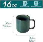 vancasso STARRY Coffee Mugs Set, 16 oz Ceramic Coffee Cups for Americano Hot Tea Iced Coffee Cold Brew Cocoa Milk Stoneware Mugs Set of 6, Dishwasher & Microwave Safe, Green - Image 2