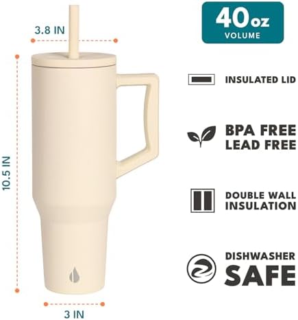 Elemental Spill Proof 40oz Insulated Tumbler with Handle & Straw Travel Mug - Image 2