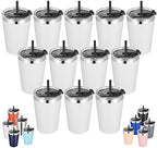 VEGOND 12oz Tumbler Stainless Steel Tumbler bulk Vacuum Insulated Double Wall Travel Tumbler with Lid and Straw Reusable Tumbler, White 12 Pack by VEGOND