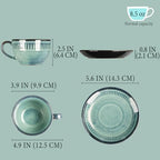 Cappuccino cup with tray, 8.5 oz. Set of 4 Ceramic Coffee Cups and Saucer Set for Latte, latte art cup, suitable for latte/cappuccino/milk/tea - Image 2