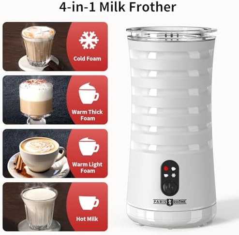Electric Milk Steamer and Frother, Hot & Cold Foam Milk Warmer with Temperature Control, Auto Shut-Off Frothers for Coffee, Latte, Cappuccino, Macchiato - Image 3