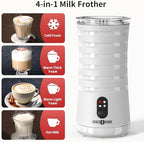 Electric Milk Steamer and Frother, Hot & Cold Foam Milk Warmer with Temperature Control, Auto Shut-Off Frothers for Coffee, Latte, Cappuccino, Macchiato - Image 3