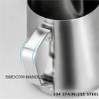Milk Frother Cup Stainless Steel Milk Frother Jug Stainless Steel Container 100ML 350ML 600ML Frothing Pitcher Coffee Cups Latte Barista Espresso Maker Accessory(350ML With Scale) - Image 6