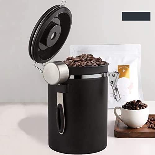 Stainless Steel Coffee Jar, 1.8L/22OZ Coffee Storage Container with 260ML/8.8OZ Airtight Coffee Powder Jar, Date Tracker, Candies,Black - Image 6