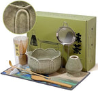 8-Piece Matcha Whisk Set, Ceramic Bowl and Tools, Celadon Lotus by Unknown