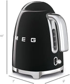 SMEG 50's Retro Style Electric Water Kettle with Automatic Shutoff, Removable Base, and Water Indicator, KLF03BLUS, Black - Image 3
