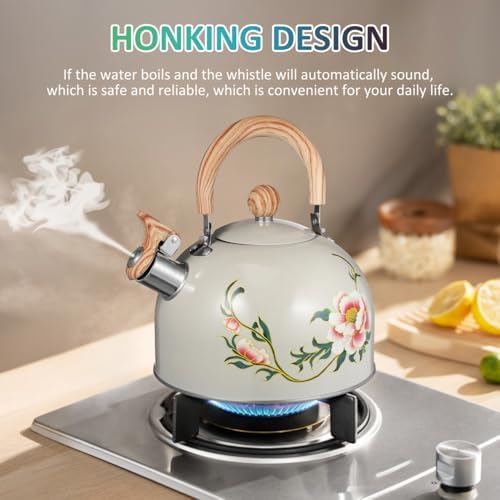 Ciieeo Kettle with Flower Pattern Portable Kitchen Water Kettle for Stovetop Quick Heating Sounding Easy to Clean and Compact Design - Image 6