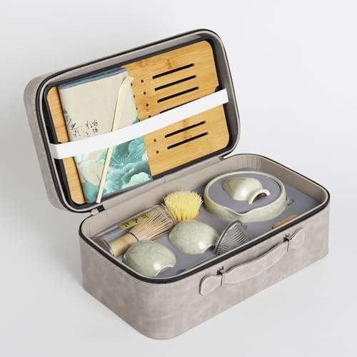 12 Pcs Matcha whisk Set,15 OZ,Japanese Matcha Set,With 2 Cups and 1 Leather Storage Bag,Complete Travel Matcha Kit Set,Perfect Matcha Kit for Matcha Tea Ceremony（Green） - Image 6