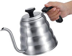 Stainless Steel Coffee Pot Gooseneck Coffee Kettle 1L with Built in Thermometer Precise Pouring Ergonomic Handle for Pour Over Tea Home Kitchen (Sanding plus thermometer 1.2L) - Image 2