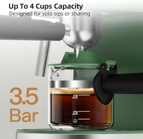 3.5Bar Espreeso Machine 4-Cup Compact Coffee Maker 800W Green - Image 3