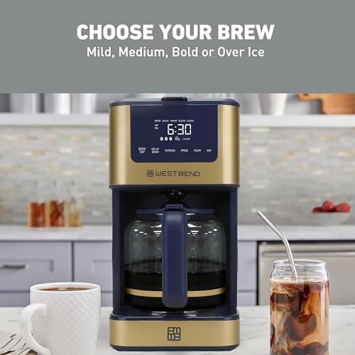 West Bend Timeless 12-Cup Programmable Coffee Maker with Brew Strength Selector for Hot and Iced Coffee, Includes 1-4 Cup Brew Option and Permanent Filter - Image 2