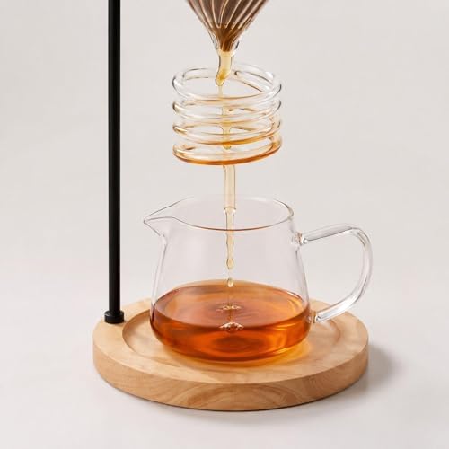 Coffee Dripper Stand with Base Multipurpose Metal Non Slip Pour Over Coffee Stand Drip Holder for Cafe Bar Home Office, Wood Color - Image 2