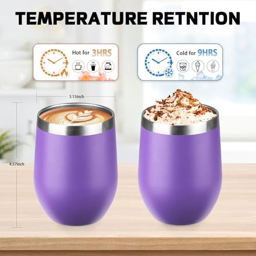 StarSpeed 12oz/12 Pack Insulated Wine Tumbler with Lid,Purple - Image 2