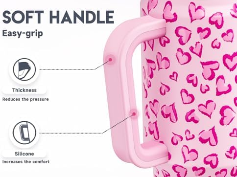 Meoky 32 oz Tumbler with Handle, Insulated Tumbler with Lid and Straw, Stainless Steel Travel Mug, Keeps Cold for 24 Hours, 100% Leak Proof, Fits in Car Cup Holder (Love) - Image 4