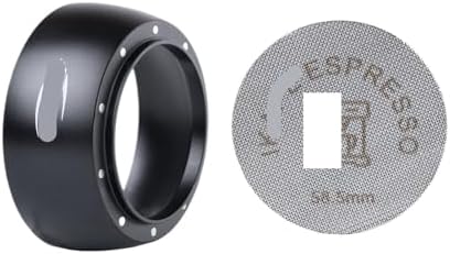 Magnetic Dosing Funnel Set,Espresso Dosing Ring & Puck Screen 58MM Bottomless Portafilter With 10 Magnet(53-54mm,Black) by Unknown
