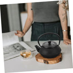 Black Vintage Cast Iron Teapot 0.3l Xmas for Home Tea Brewing - Image 4