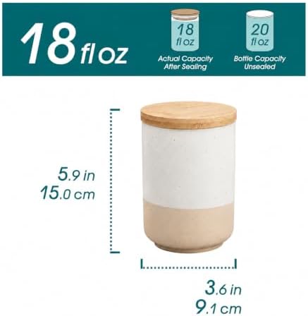 vancasso Sabine Ceramic Canister Set with Airtight Wood Lids - 4-Piece Small Kitchen Storage for Coffee, Sugar, Tea & Spices (18 oz Each) - Compact Countertop Jars - Image 2