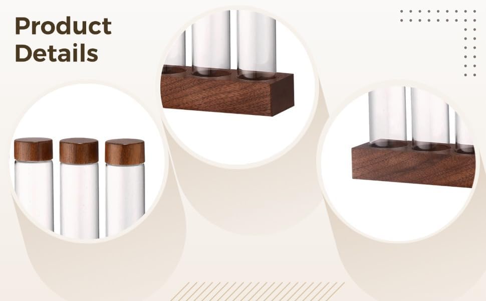 Single Dose Bean Cellar With 6-Hole Walnut Base And Glass Tubes, Coffee Bean Storage, Holds 0.6-0.7 Oz, Professional Display - Image 7