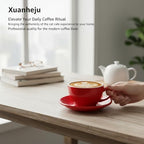 Ceramic Cappuccino Cup and Saucer Set, 8oz Thickened Latte Mug for Coffee Art, Professional Barista Style Drinkware for Home Office Cafe - 250ml (Ocean Blue) - Image 2