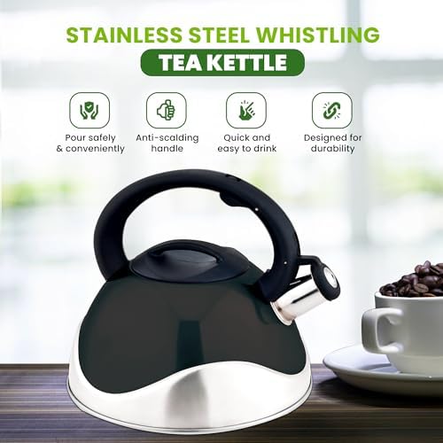 American Dream 3Liter (3.2 Quart / 102oz) Whistling Tea Kettle, Fast Boiling, Stainless Steel, Food Grade, Ergonomic Handle, Loud Whistle Water Kettle for Gas, Induction & Electric Stoves - Image 4