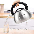 Stovetop Teapot For Home And Restaurant 304 Stainless Steel Whistling Tea Kettle Stovetop Pots Kettles With Heat-Proof Handle And Lid(2.5L) - Image 3