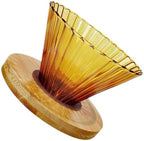 Baluue Household Coffee Dripper and Coffee Funnel Set Large High Borosilicate Glass with Wooden Base for Home Brewing by Baluue