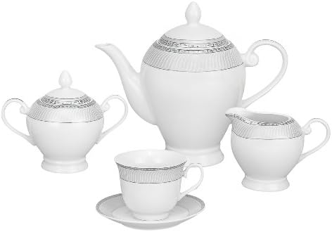 Lorren Home Trends 57-Piece Porcelain Dinnerware Set, Alina-SL, Service for 8 - Image 2