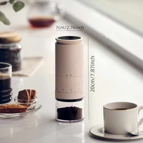 Portable Electric Coffee Grider with 40 Adjustable Levels Fine to Coarse Setting, Ceramic Conical Burr, for Home, Office, Travel, Camping, 1800mAH Rechargeable (light pink, ceramic burr) - Image 3