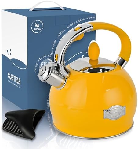 SUSTEAS Whistling Tea Kettle, 2.7QT Food-Grade Steel Teapot, YELLOW - Image 7