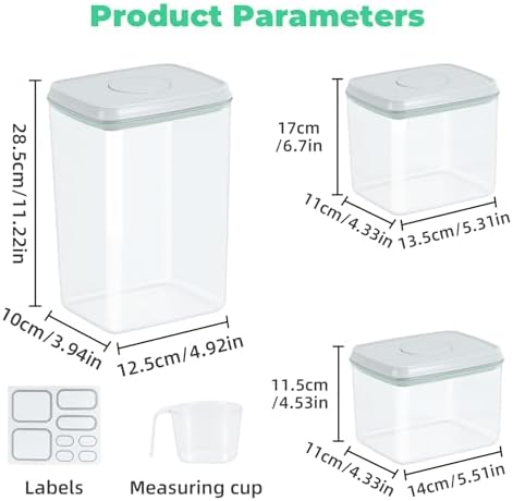 3 Pack Pasta Sugar Storage Containers with Pop-up Lid 1.26 + 2.11 + 3.48 Qt - Image 3