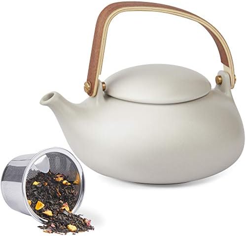 ZENS Ceramic Teapot with Infuser, 27oz Japanese Loose Leaf Tea Teapot by ZENSLIFESTYLE