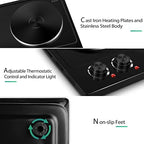 CUSIMAX Hot Plate, 1800W Electric Burner Double Hot Plate for Cooking,Black - Image 3