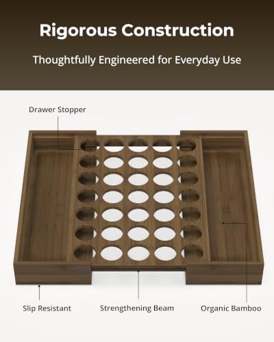 Bamboo Coffee Pod Drawer Organizer for K-Cups,35 Pods - Image 4