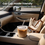 INSETLAN Iced Coffee Cups with Lids and Straws, 13 oz Glass Tumbler - Image 6