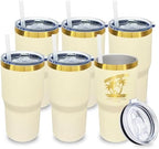 20 oz Tumbler Bulk Stainless Steel Tumblers with Lids and Straws Cream by MetalyaTumblers