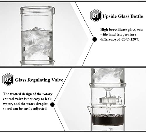 Cold Brew Coffee Maker,Cold Drip Coffee Machine with Adjustable Drip Filter,Glass Cold Brew Coffee Tower Iced Coffee Brewer for Home and Office - Image 3