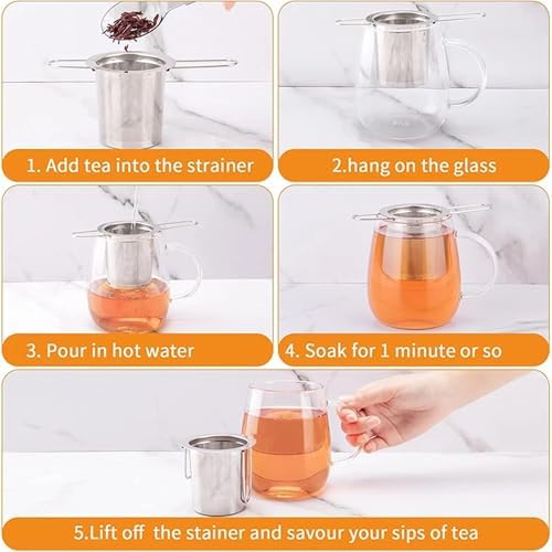 cold brew coffee filter 6/12/20pcs Tea Infuser Stainless Steel Strainer Folding Handle Filter Fine Mesh Basket For Loose Leaf(20pcs) - Image 5