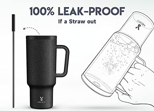 Meoky 40oz Tumbler with Handle, Leak-proof Lid and Straw, Insulated Coffee Mug Stainless Steel Travel Mug, Keeps Cold for 34 Hours or Hot for 10 Hours (Night) - Image 3