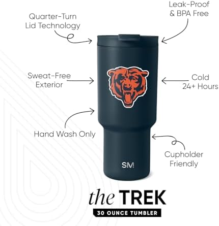 Simple Modern Chicago Bears Tumbler with Flip Lid, Straw 30oz | NFL - Image 2