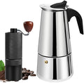 Manual Coffee Grinder Detachable Stainless Steel Conical Burr Aluminum Coffee Bean Grinder Black with 2 Cup Stovetop Espresso Maker Stainless Steel Moka Pot Stove Top Percolator Italian Coffee by Theperfectcombinationofcoffeehomeandhealthylivingmakingeverydayadayofrituals