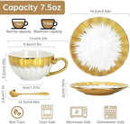 Cappuccino Cups with Saucers, 7.5 oz Ceramic Coffee Cup Set of 6 - Image 4
