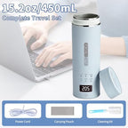 Blue Travel Electric Kettle, LCD Display with 6 Temperature Settings, 304 Stainless Steel, 450ml/15.2oz, Auto Shut-Off and Boil-Dry Protection, Compact Portable Electric Kettle - Image 5