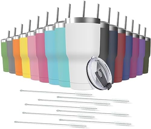 30oz Stainless Steel Travel Mug with Lid, Double Wall Vacuum Insulated Bulk Tumbler with Straws, Powder Coated Coffee Cup Suitable for Vehicle Cup Holders by Deitybless