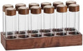 Coffee Storage Jar Glass Bean Tube Airtight Canister Wooden Rack Display Stand Vial Funnel Sealed Organizer Suitable for Kitchen Buffet Restaur, 12 Hole 22g by Unknown