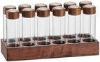 Coffee Storage Jar Airtight Glass Canister Tube Wooden Display Stand Single Dose Vial Funnel Sealed Organizer Suitable for Kitchen Restaurant B, 12 Hole 22g by Unknown