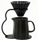 Pour Over Coffee Maker set,Ceramic Coffee Maker With V60 40 pcs Paper Filter，Metal Stand Pour Over Coffee Dripper black by Unknown