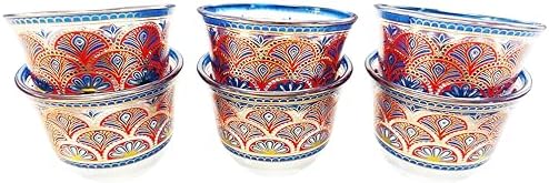 Chandler Espresso Turkish Arabica Coffee Cup Assorted Design Available from Brand 70ml 2.5oz Set of 6 Cups with Gift Box (Glass, Red Blue Peacock Feather Decal G) - Image 7