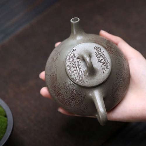 Tea Kettle Creative Hand-Carved Purple Clay Teapot Home Tea Room Tea Brewer Ceramic Tea Infuser - Image 5